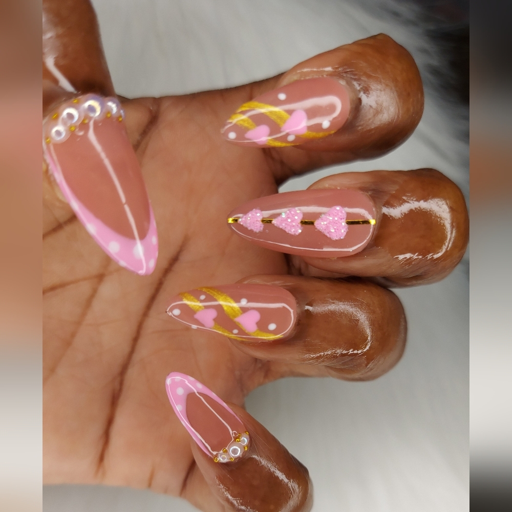 Pink and Gold Nails